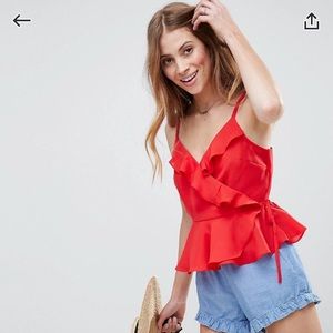 Red ruffle cami top size 6